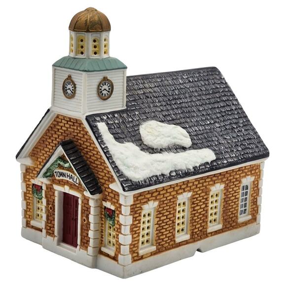 Thomas Kinkade Illuminated Town Hall St. Nicholas Circle Collection VTG 1993 - Picture 11 of 16